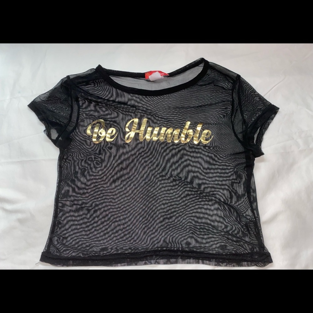 Cropped mesh T-shirt